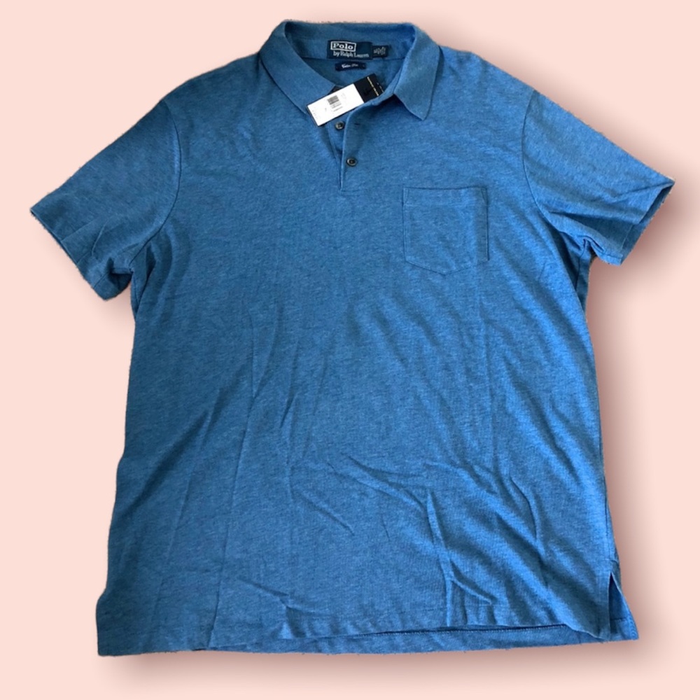 Ralph Lauren Mens Blue Polo Shirt w/ Pocket